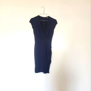 LULUS Navy Blue V-Neck Fitted Dress Size XS